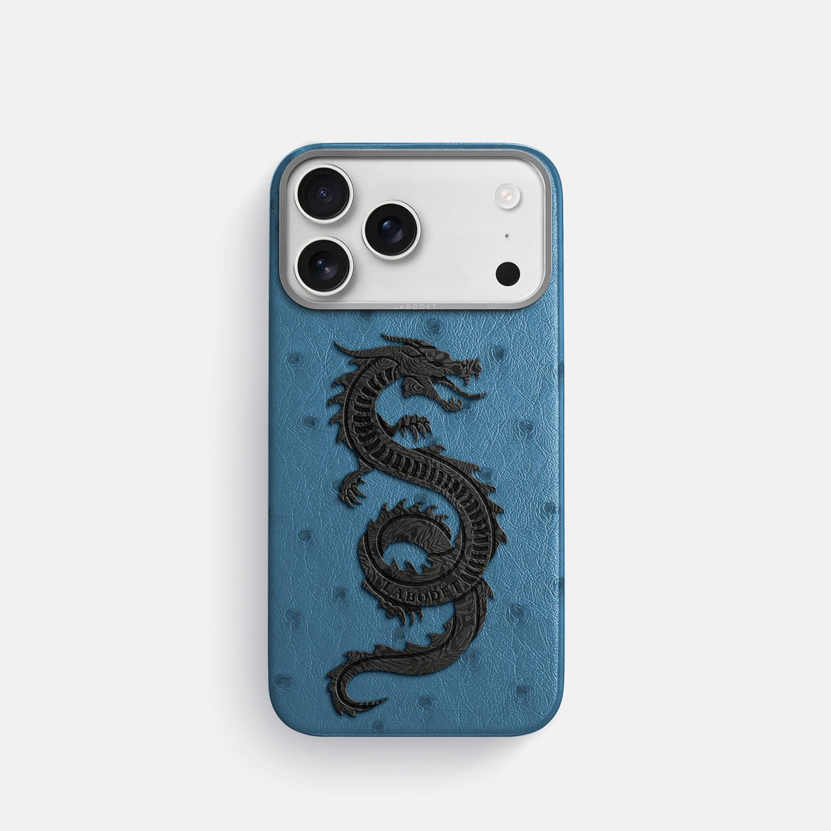 Classic Case With Carbon Dragon For iPhone 18 Pro In Ostrich -1 | Blue-Jeans-Steel