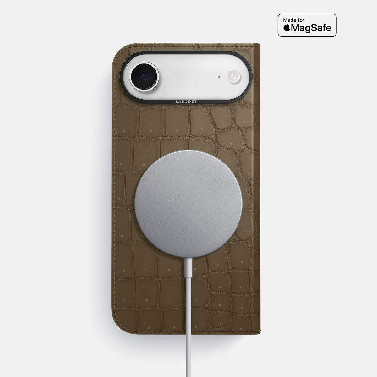 Folio Case For iPhone 17 Air In Porosus Crocodile -3 | Kaki-Green-Black