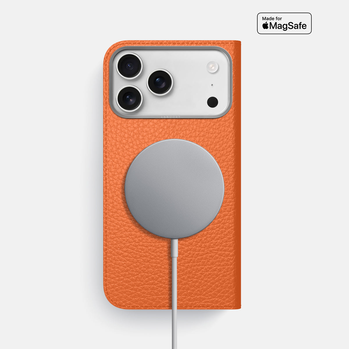 Folio Case For iPhone 17 Pro Max In Calf -3 | Orange-Steel