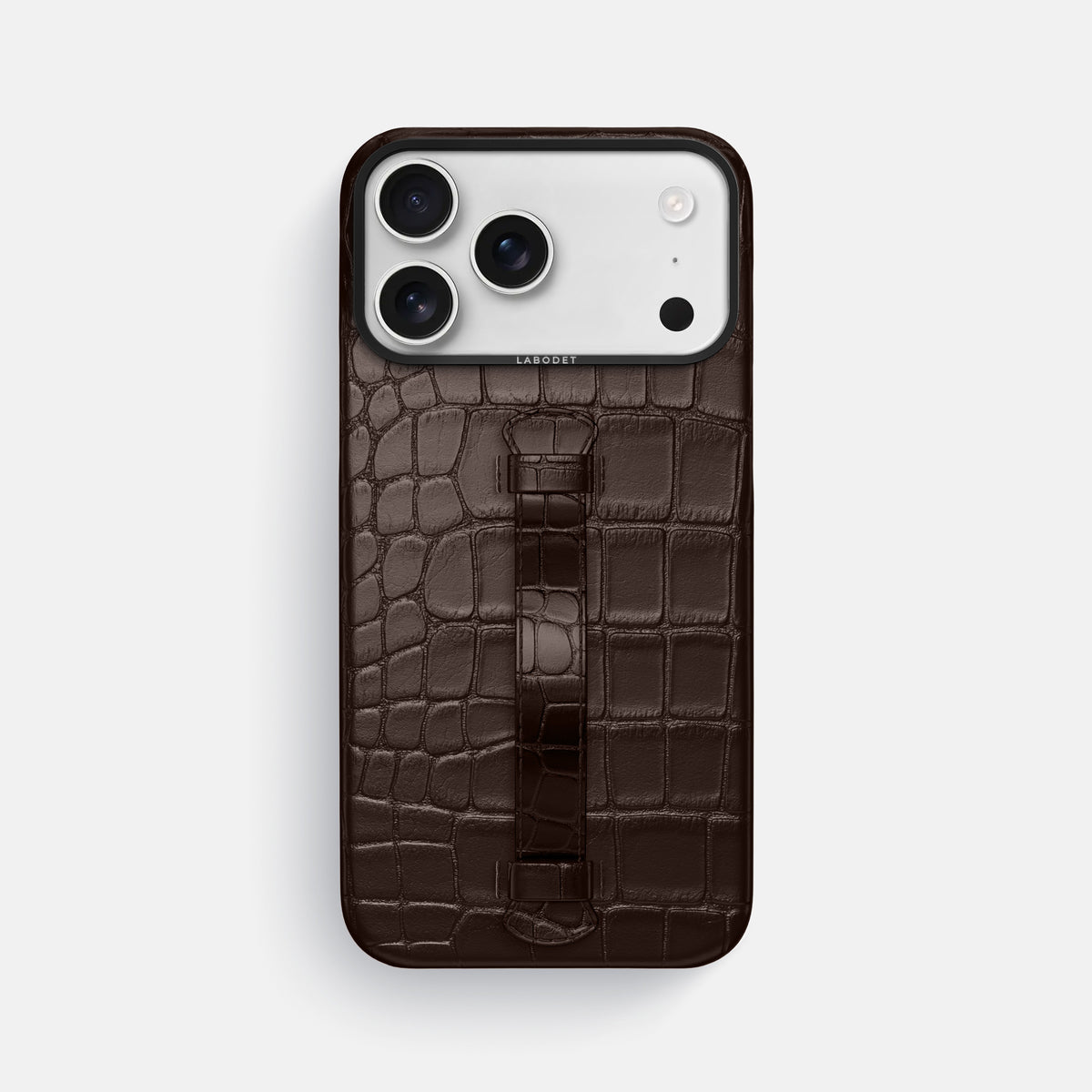 Center Handle For iPhone 17 Pro Max In Alligator -2 | Dark-Brown-Black