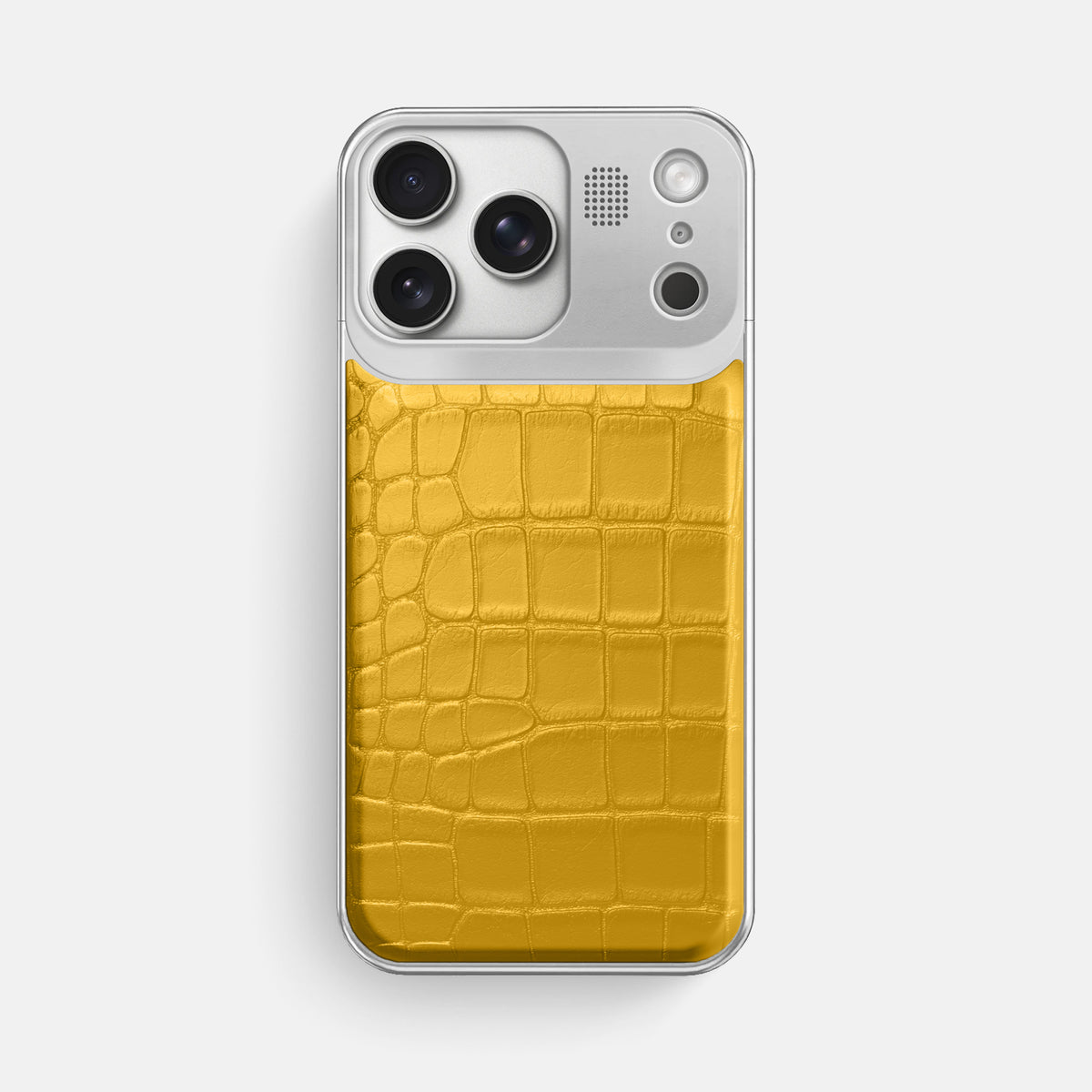 Metal Case For iPhone 17 Pro Max In Alligator -1 | Yellow-Steel