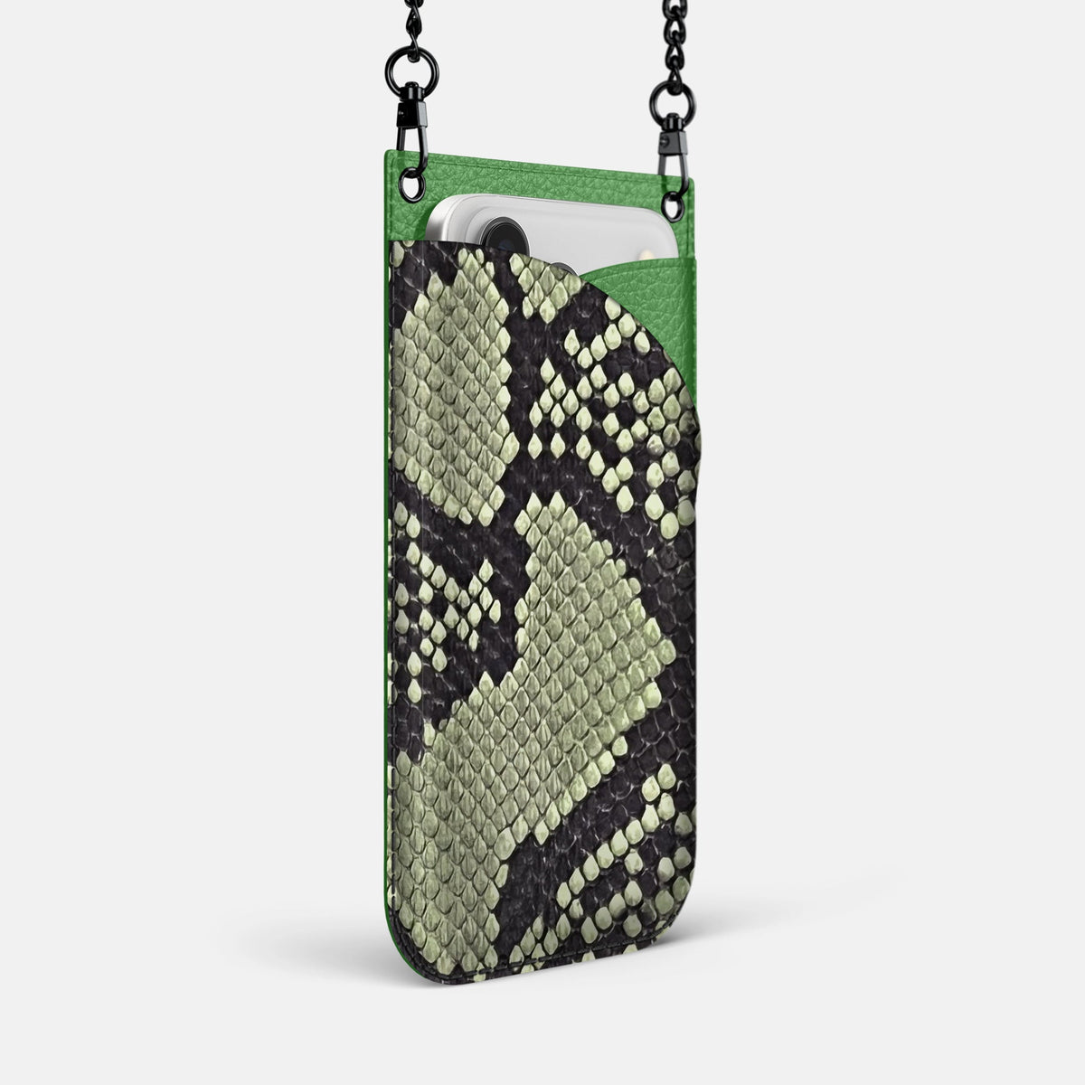 Crossbody Bag For iPhone 18 Pro Max In Deluxe Python -2 | Army-Green-Black