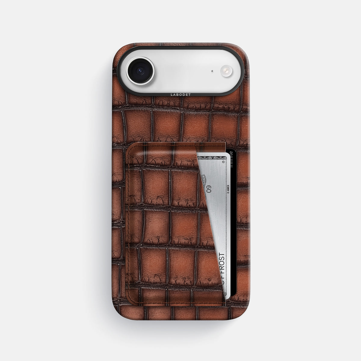 Double Card Case For iPhone 17 Air In Patina Alligator -1 | Baobab-Black