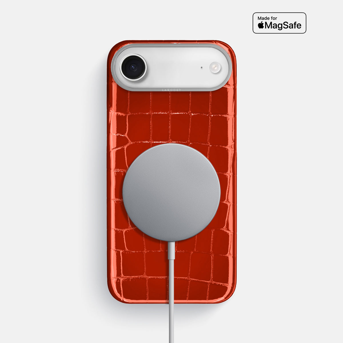 Classic Case For iPhone 17 Air In Shiny Alligator -5 | Orange-Steel