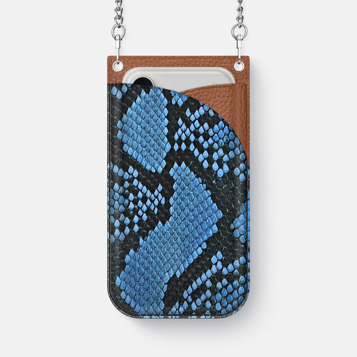 Crossbody Bag For iPhone 18 Pro Max In Deluxe Python -1 | Blue-Jeans-Steel