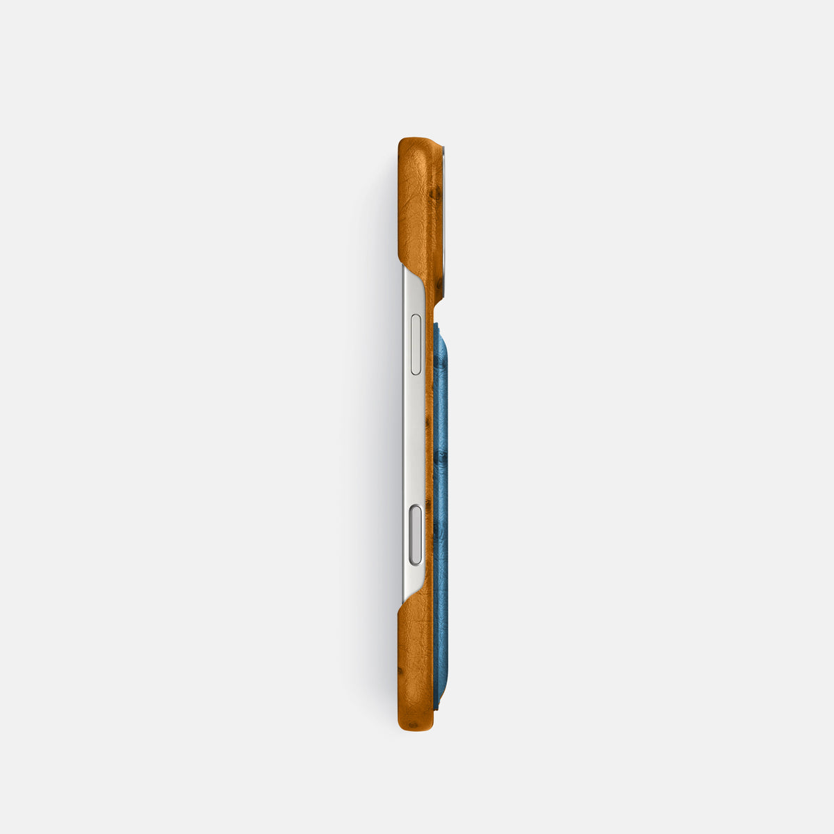 Double Card Case Coloré For iPhone 17 Pro In Ostrich -3 | Chestnut-Steel
