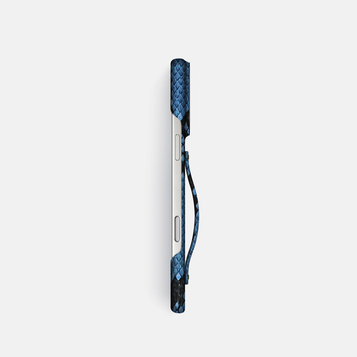 Finger Case For iPhone 18 Pro In Deluxe Python -3 | Blue-Jeans-Black