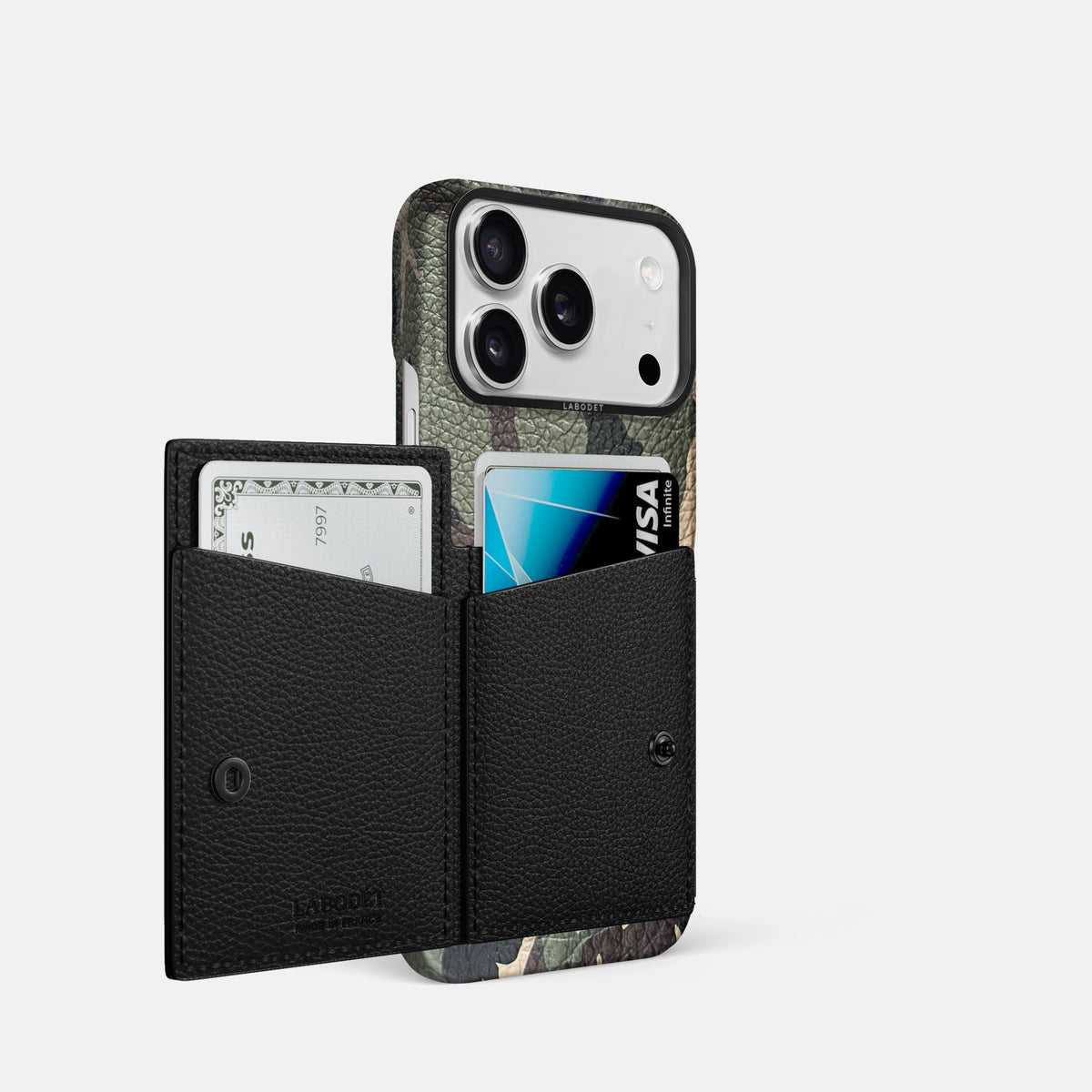 Bi-Fold Case For iPhone 18 Pro In Calf -2 | Camouflage-Black