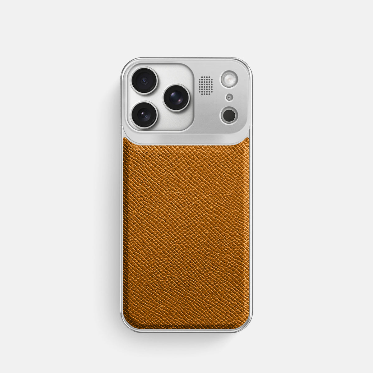 Metal Case For iPhone 17 Pro In Epsom-Style Calf -1 | Whiskey-Steel