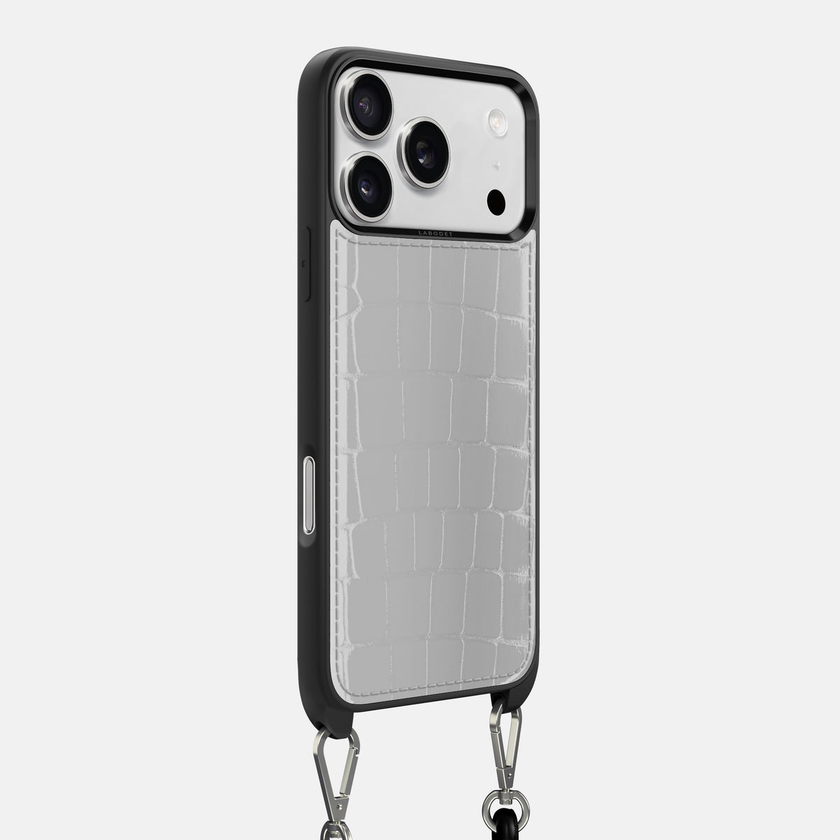 Crossbody Sport Case For iPhone 17 Pro Max In Shiny Alligator -2 | White