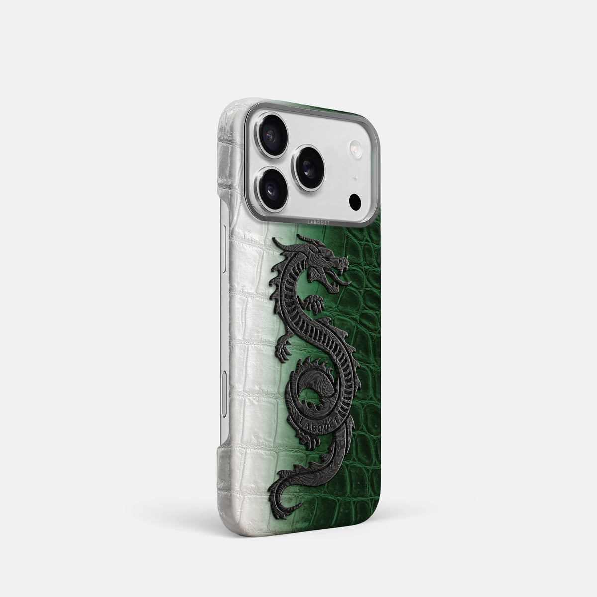 Classic Case With Carbon Dragon For iPhone 17 Pro In Himalayan Crocodile -2 | Green-Steel