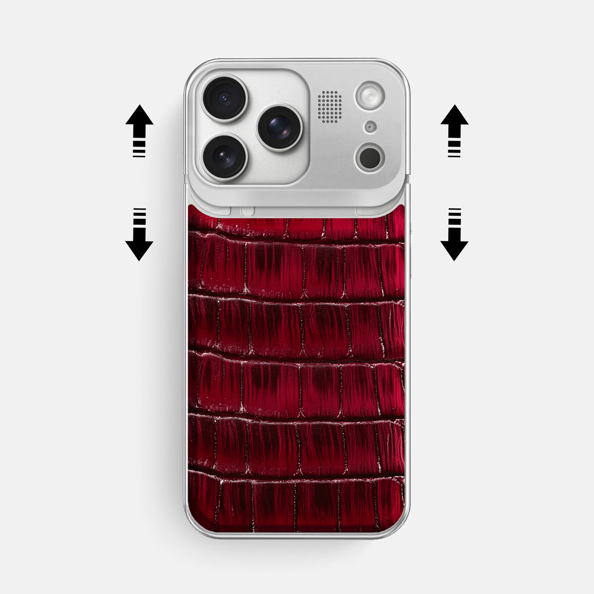Metal Case For iPhone 17 Pro Max In Patina Alligator -2 | Havana-Burgundy-Steel