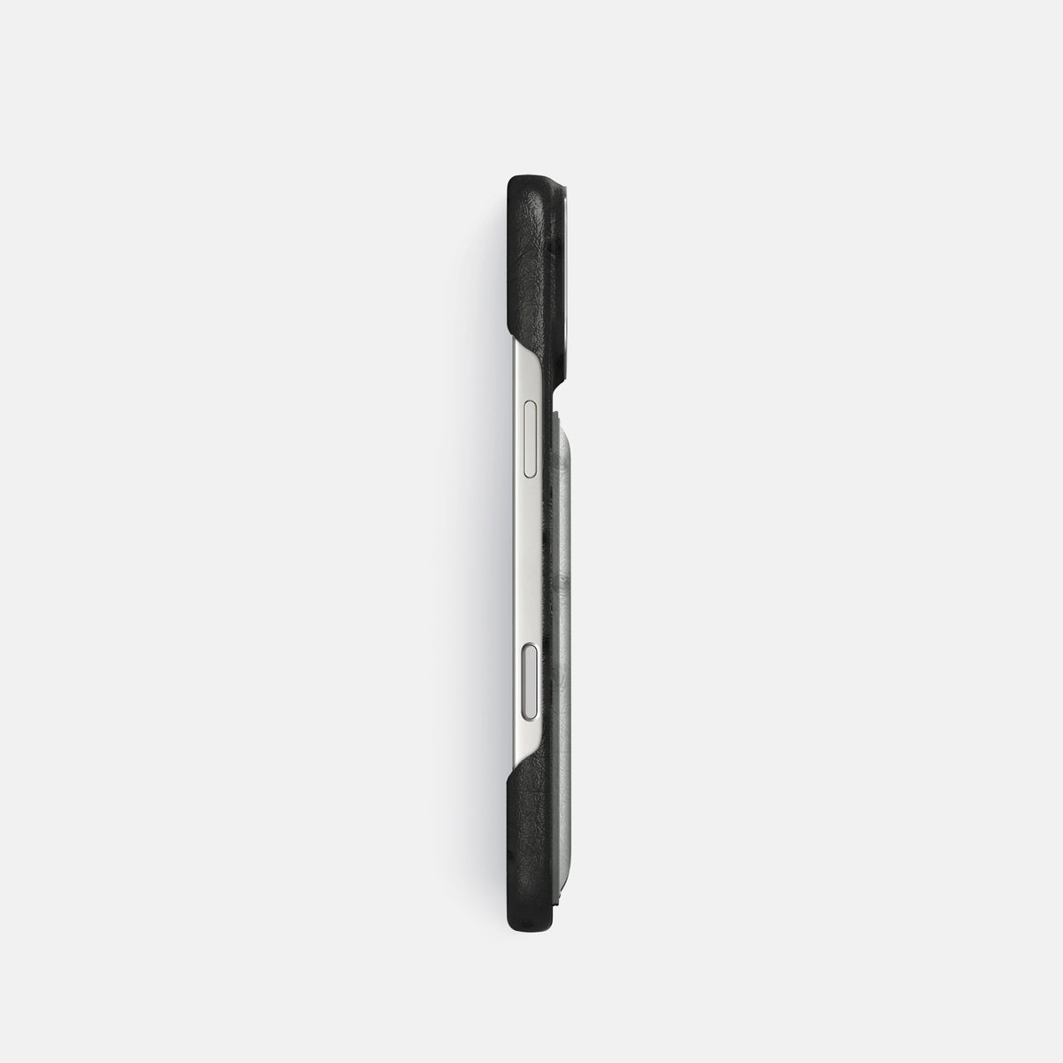 Double Card Case Coloré For iPhone 17 Pro In Ostrich -3 | Black-Steel