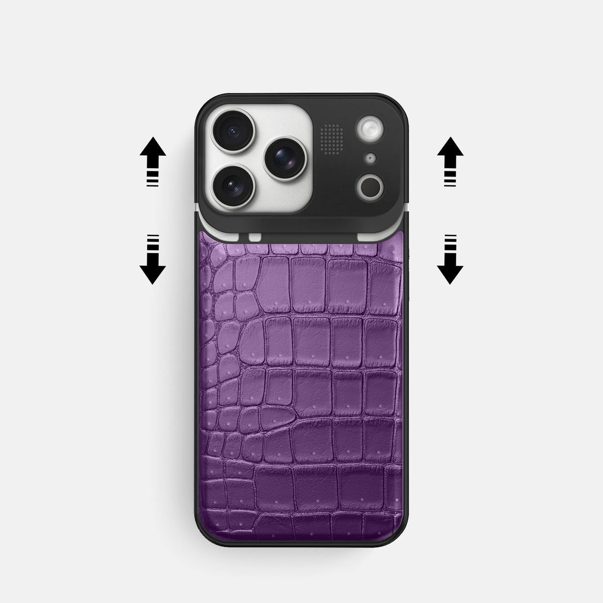 Metal Case For iPhone 17 Pro In Porosus Crocodile -2 | Purple-Black