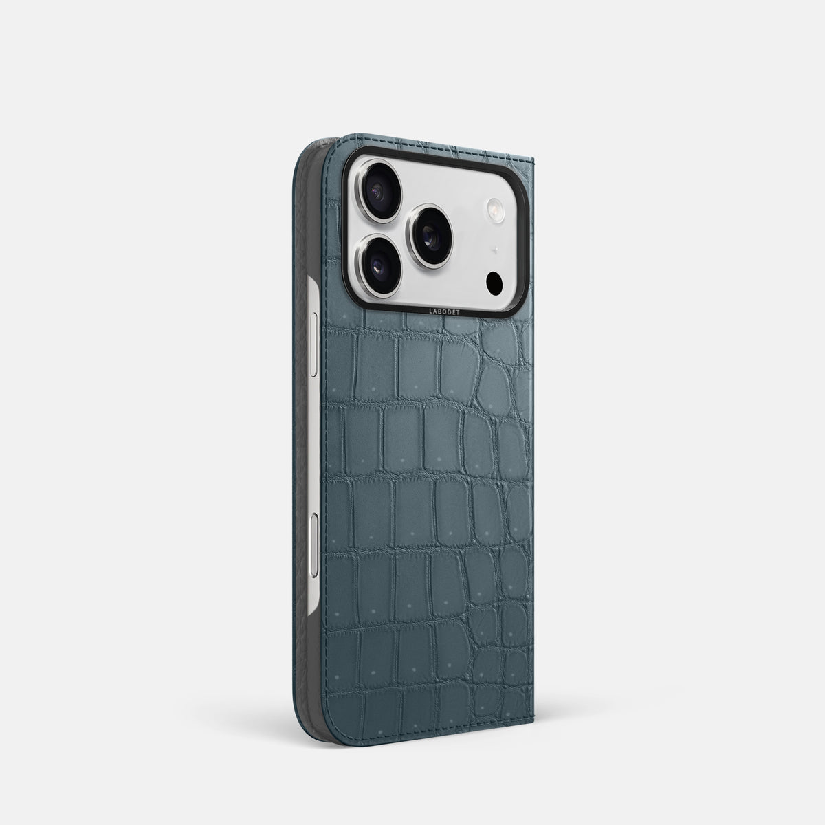 Folio Case For iPhone 17 Pro In Porosus Crocodile -1 | Denim-Black