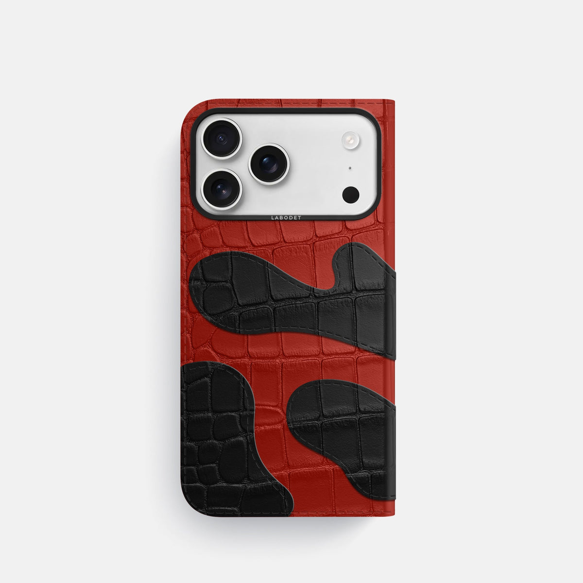 Camouflage Folio For iPhone 18 Pro In Alligator -3 | Red-Black