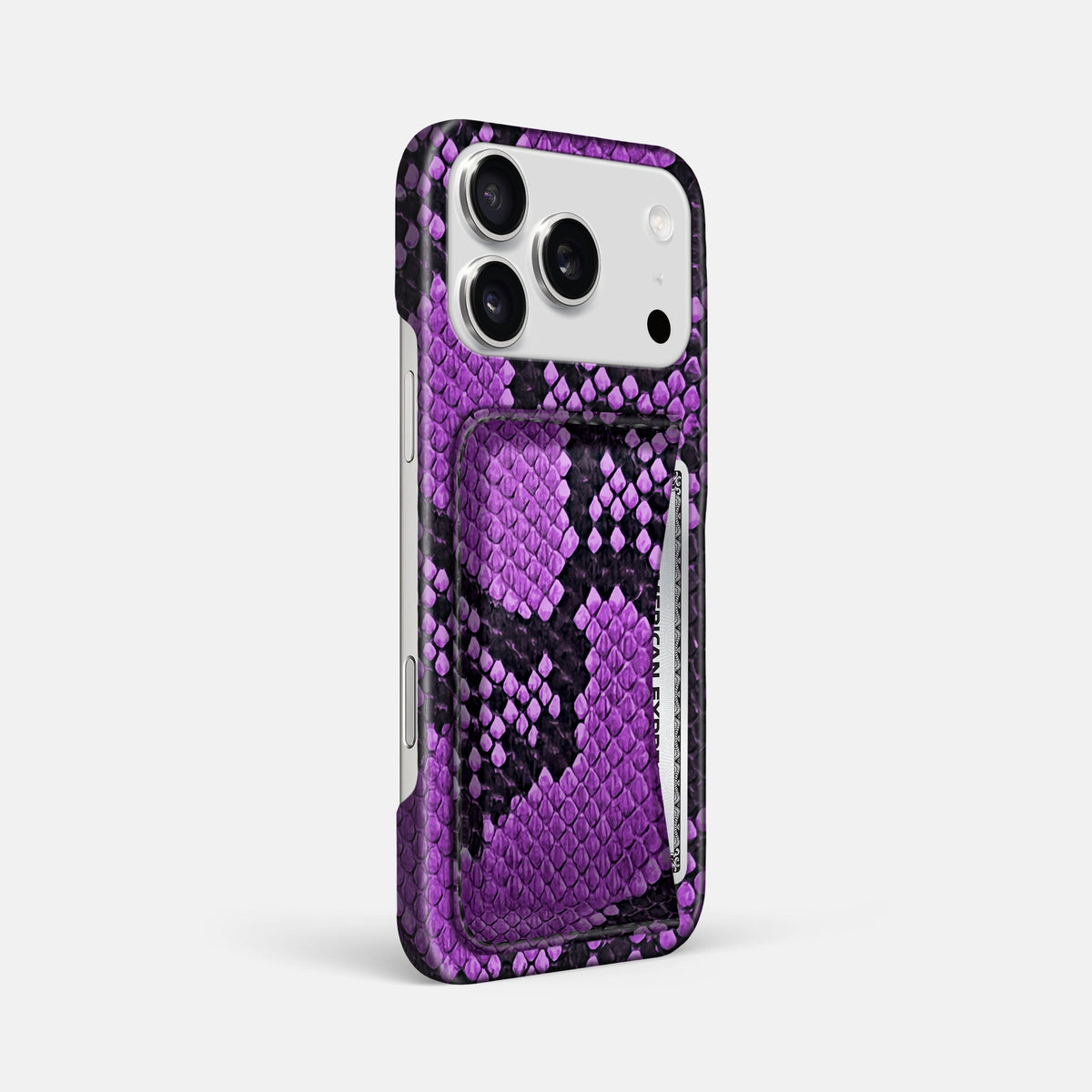 Slim Card Case For iPhone 18 Pro Max In Deluxe Python -2 | Purple