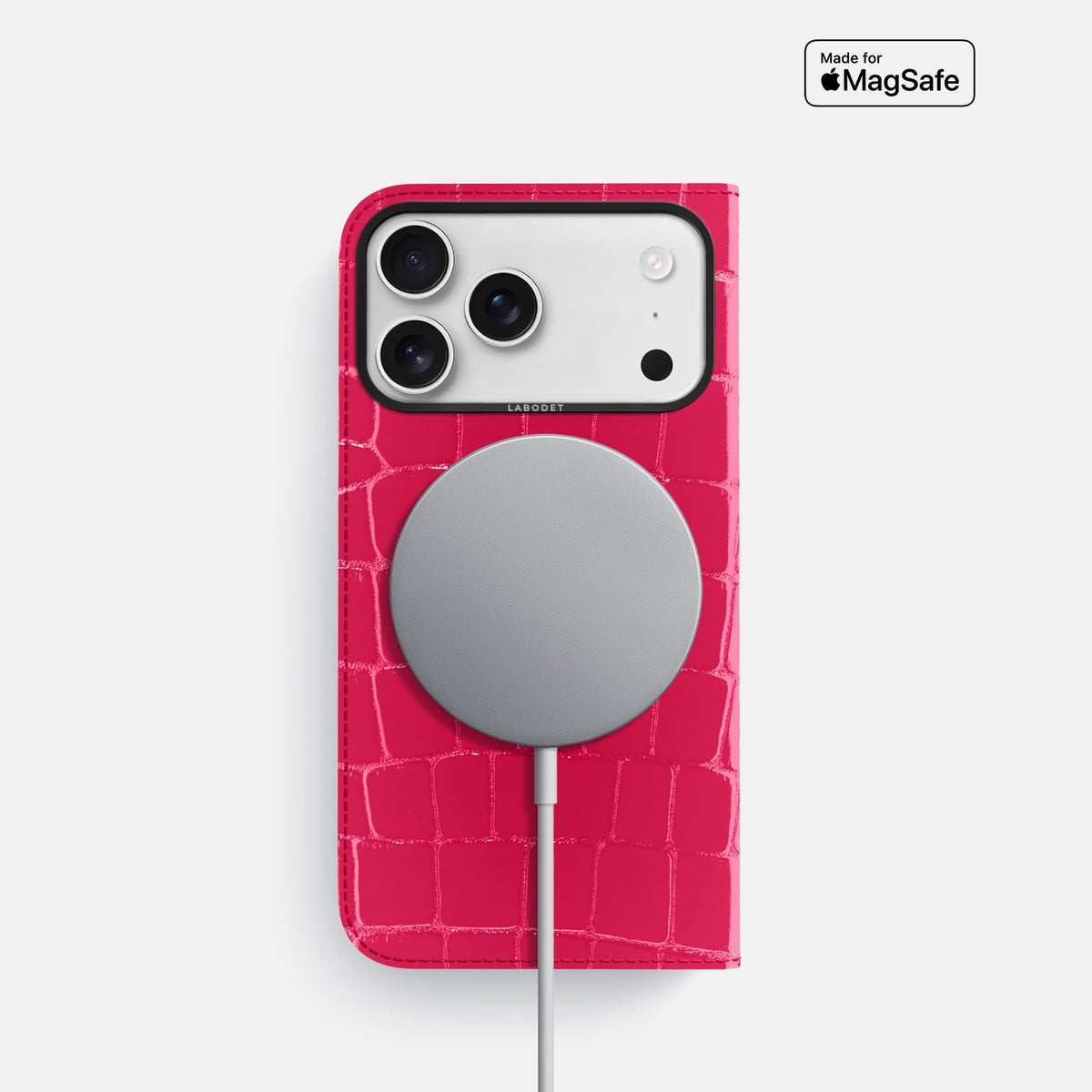 Folio Case For iPhone 18 Pro In Shiny Alligator -3 | Pink-Panther-Black