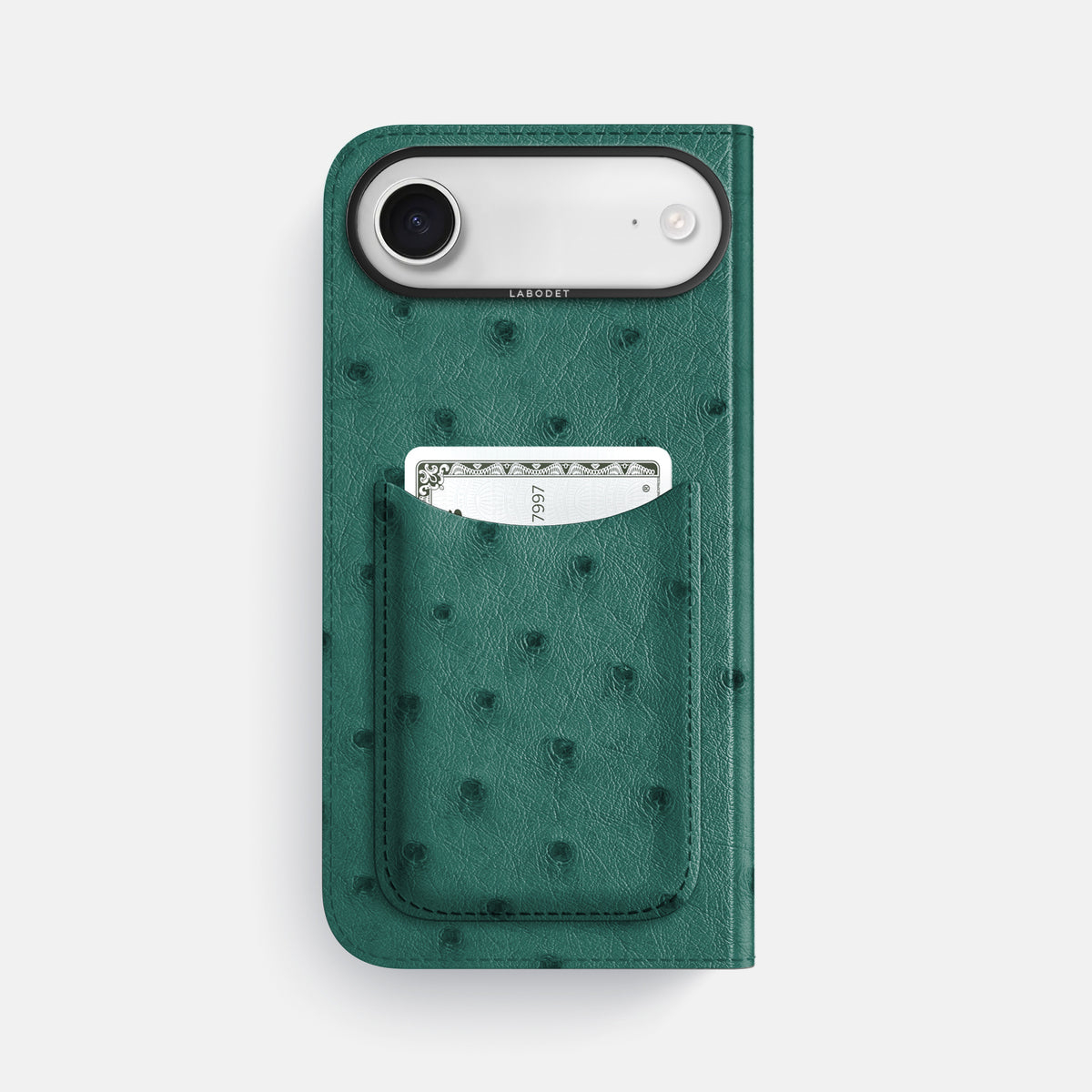 Folio Case with Card For iPhone 17 Air In Ostrich -3 | Forest-Green-Black