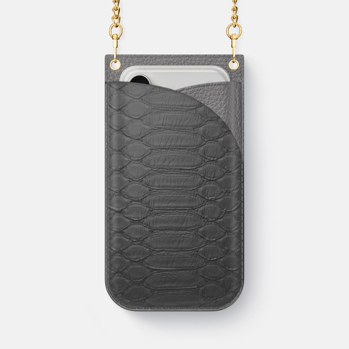 Crossbody Bag For iPhone 17 Pro Max In Python -1 | Grey-Gold