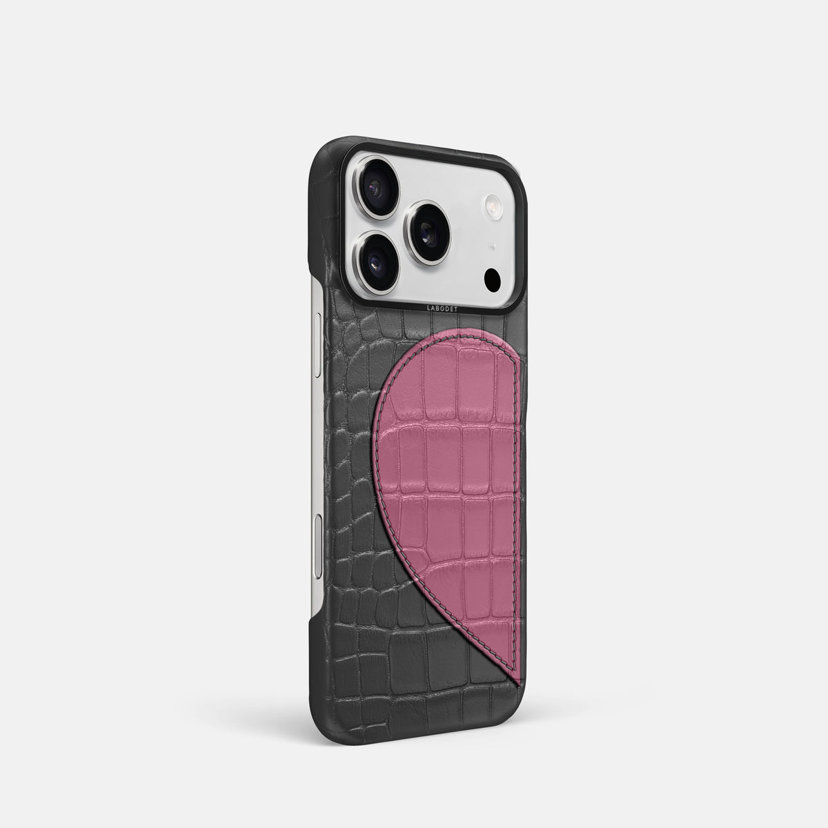 Classic Case With Half Heart - Left For iPhone 17 Pro In Alligator -2 | Grey-Black