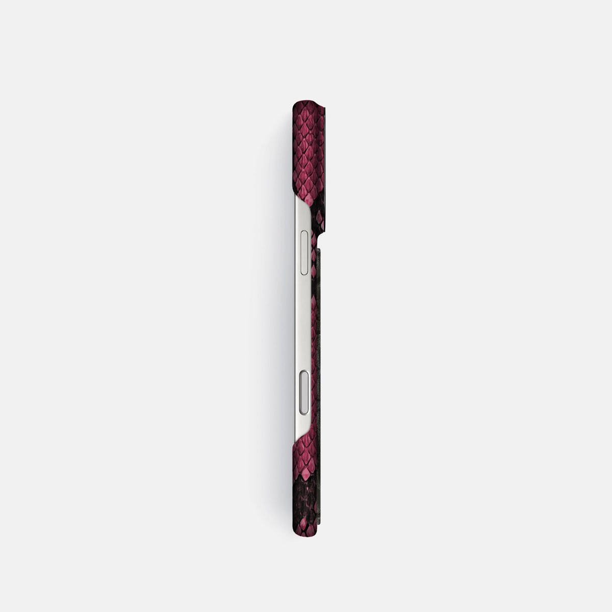 Classic Case With Carbon Dragon For iPhone 18 Pro In Deluxe Python -3 | Burgundy-Black