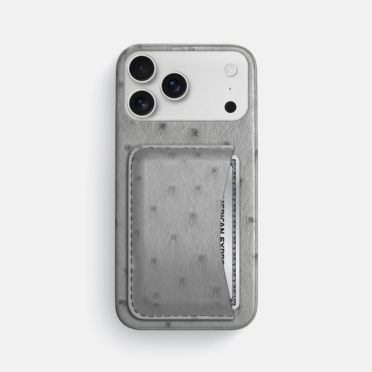 Slim Card Case For iPhone 18 Pro Max In Ostrich -1 | Silver
