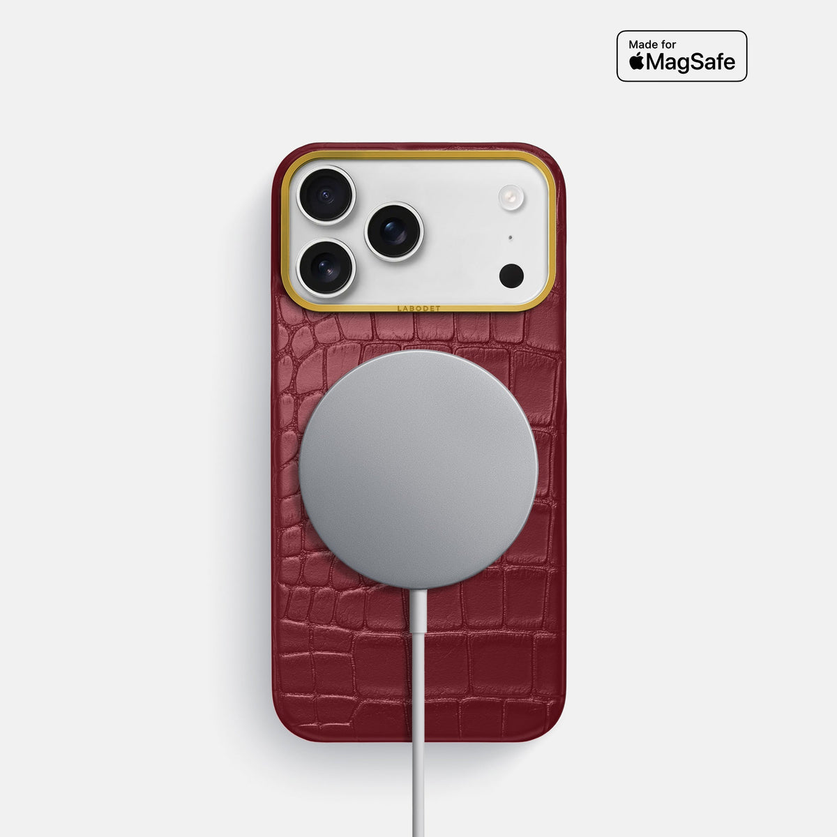 Classic Case For iPhone 18 Pro In Alligator -5 | Burgundy-Gold