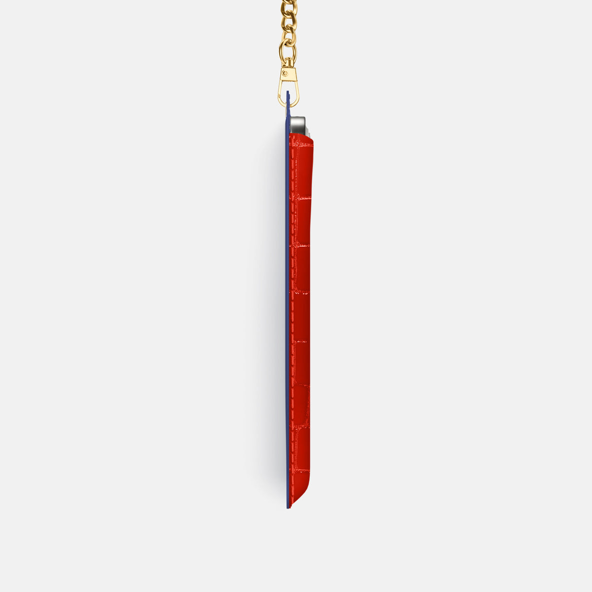 Crossbody Bag For iPhone 17 Pro In Shiny Alligator -4 | Coral-Orange-Gold