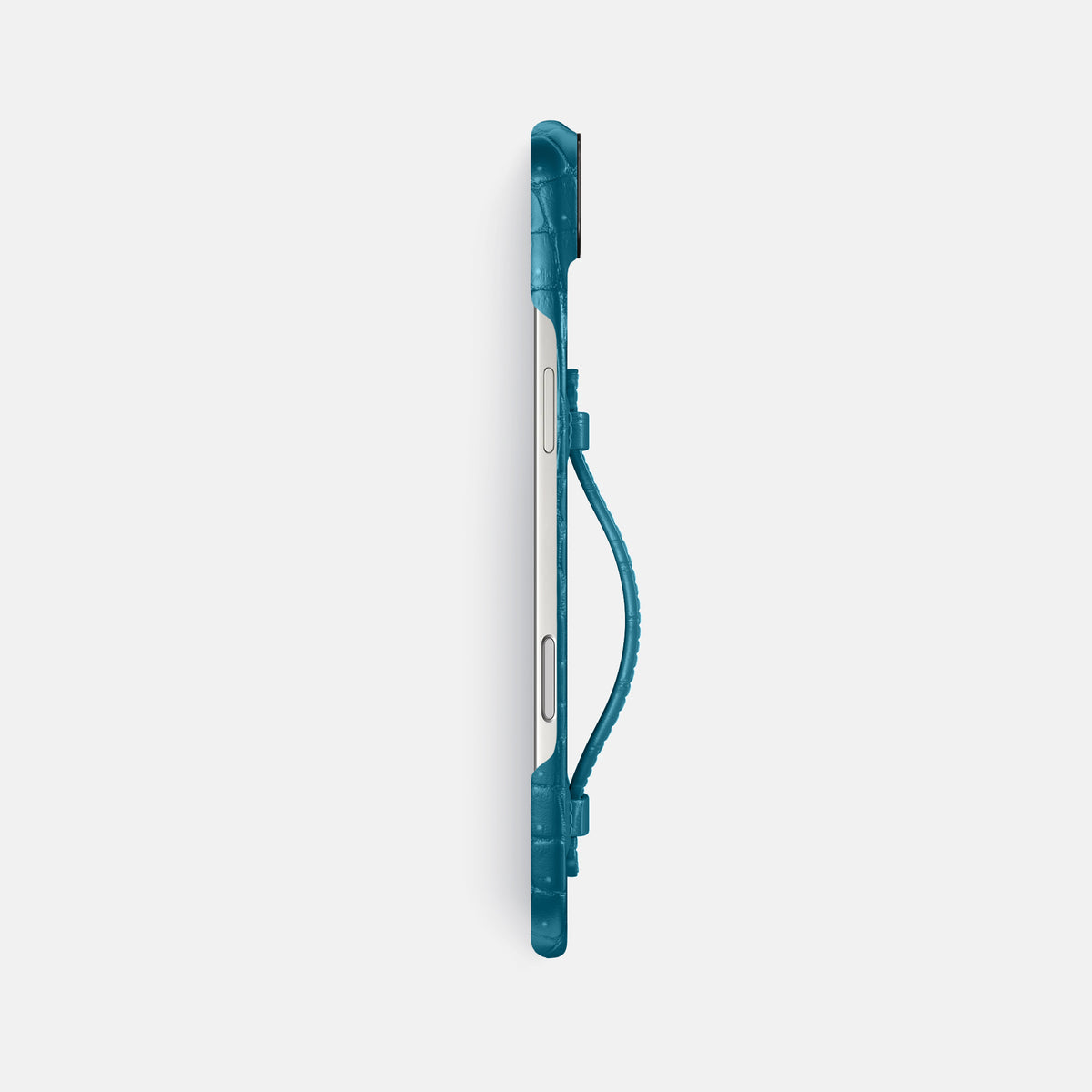 Center Handle For iPhone 17 Air In Porosus Crocodile -2 | Turquoise-Black