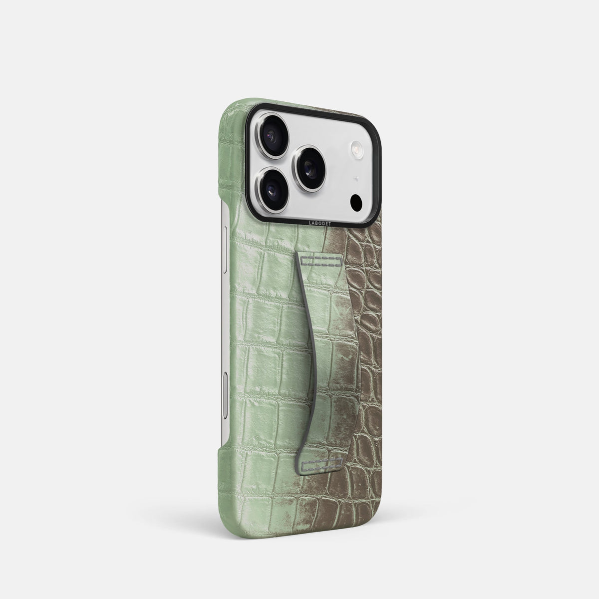 Finger Case For iPhone 18 Pro In Himalayan Crocodile -2 | Pistachio-Black