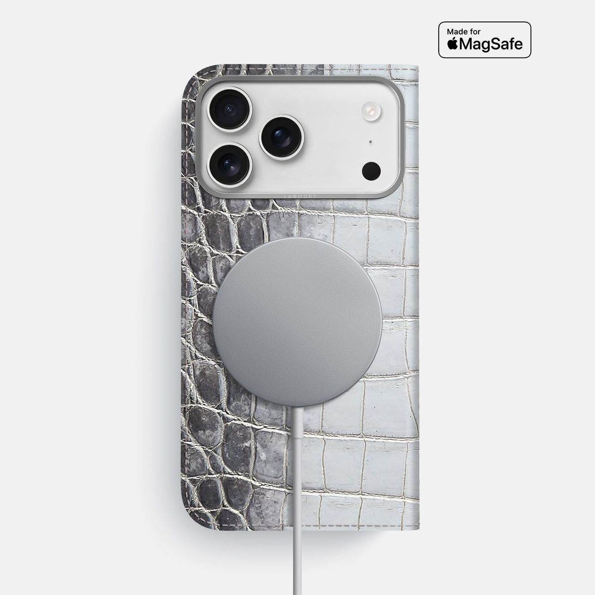 Folio Case For iPhone 17 Pro Max In Himalayan Crocodile -3 | Silver-Steel