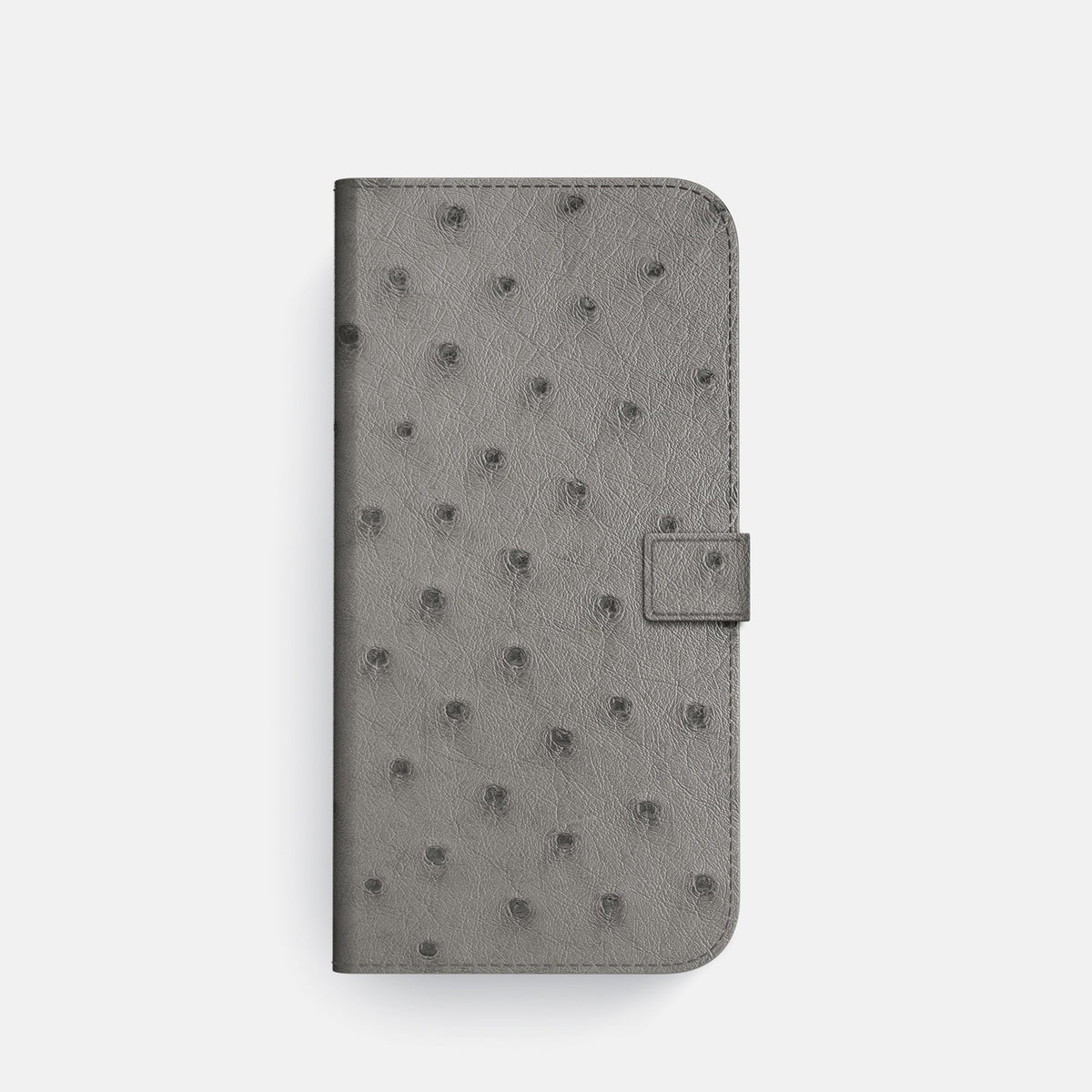 Folio Case with Clasp For iPhone 18 Pro In Ostrich -4 | Grey-Steel
