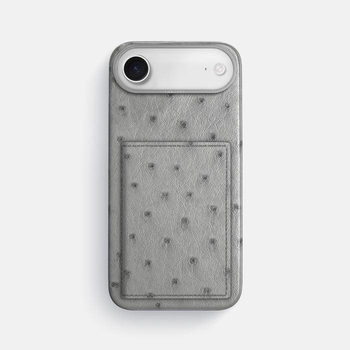 Bi-Fold Case For iPhone 17 Air In Ostrich -1 | Silver-Steel
