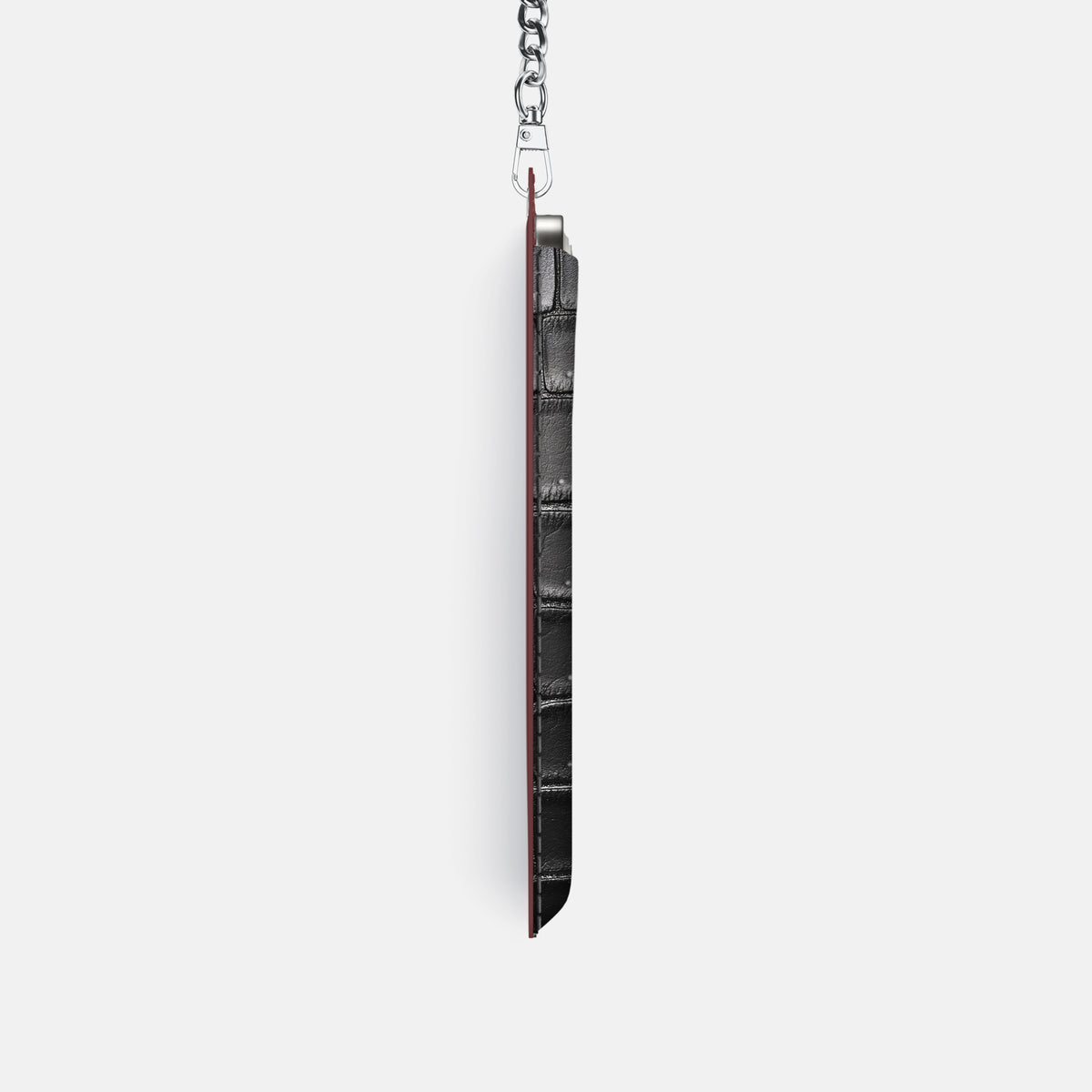 Crossbody Bag For iPhone 17 Pro In Porosus Crocodile -4 | Shiny-Black-Steel