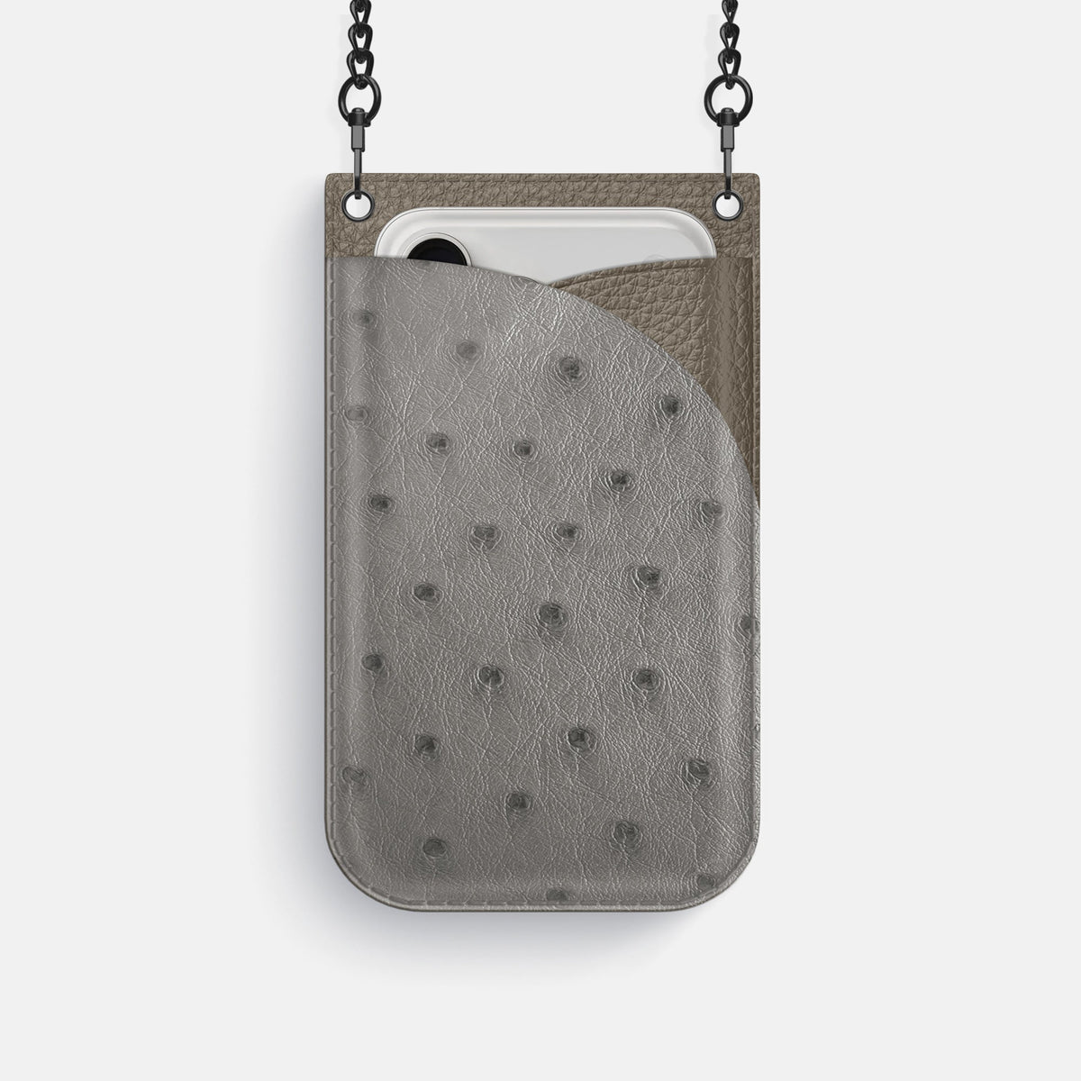 Crossbody Bag For iPhone 18 Pro In Ostrich -1 | Grey-Black