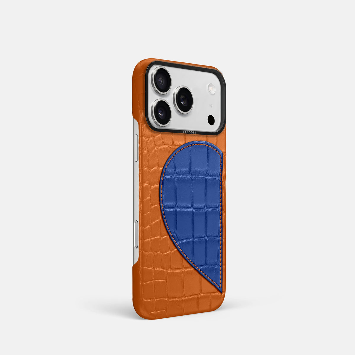 Classic Case With Half Heart - Left For iPhone 17 Pro In Alligator -2 | Orange-Black