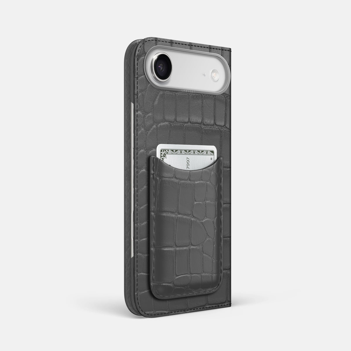 Folio Case with Card For iPhone 17 Air In Alligator -1 | Grey-Steel