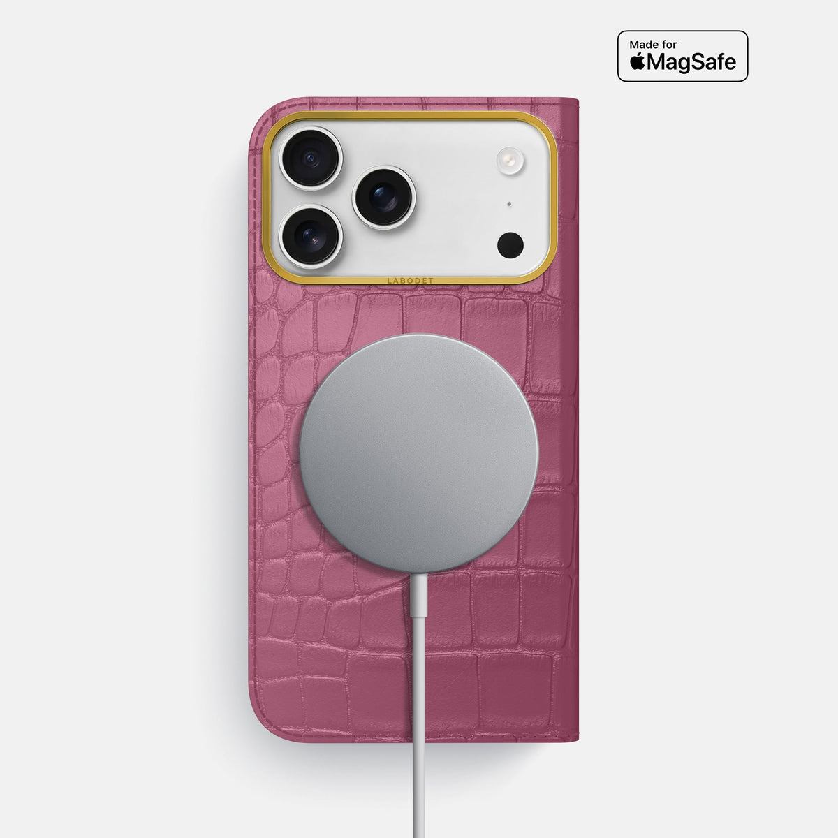 Folio Case For iPhone 18 Pro Max In Alligator -3 | Pink-Lagoon-Gold