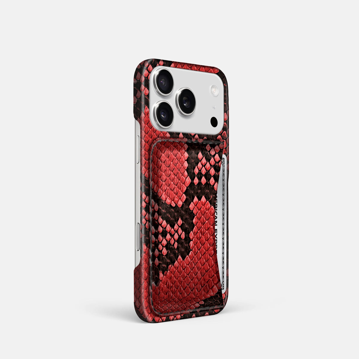 Slim Card Case For iPhone 18 Pro In Deluxe Python -2 | Red