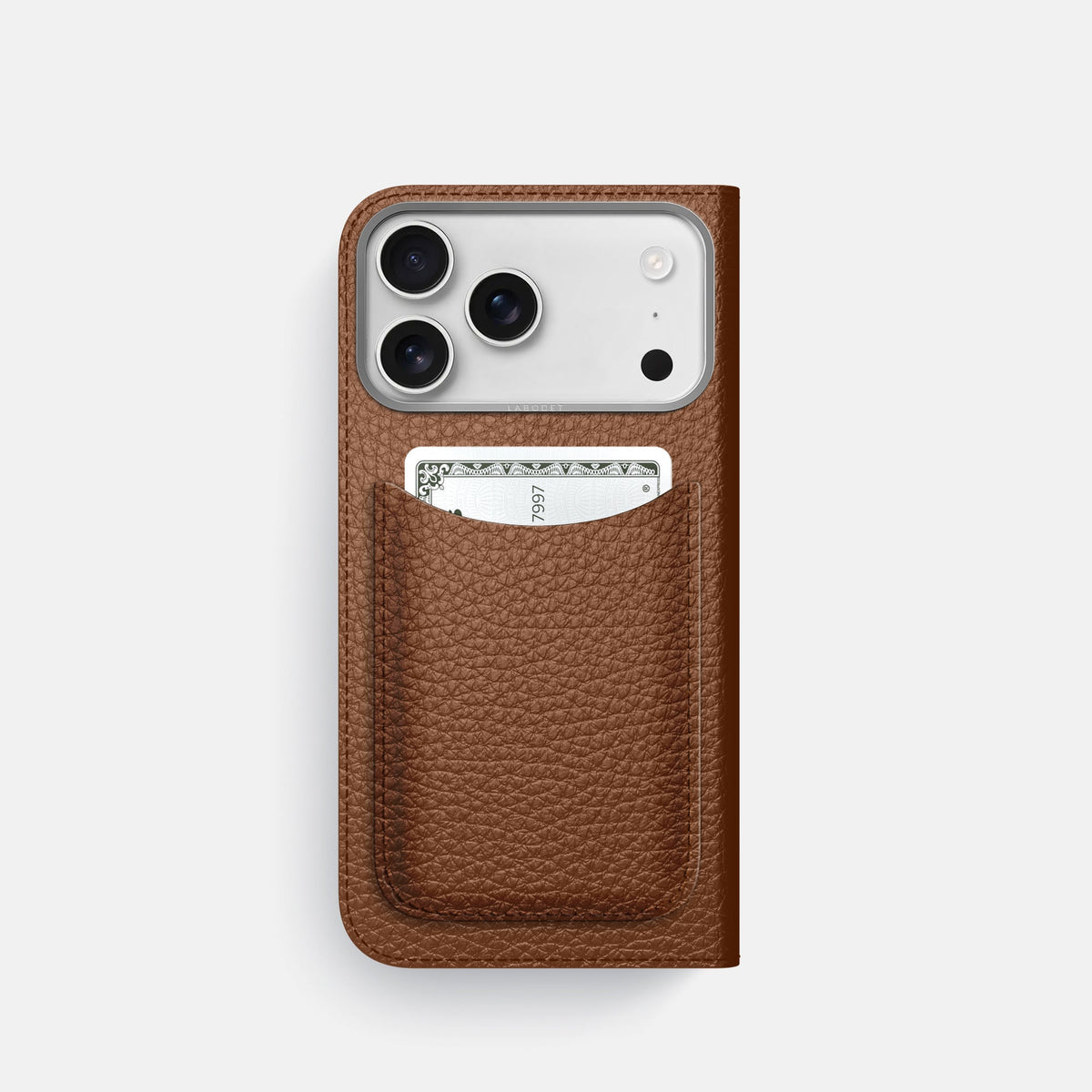 Folio Case with Card For iPhone 18 Pro In Calf -3 | Caramel-Steel