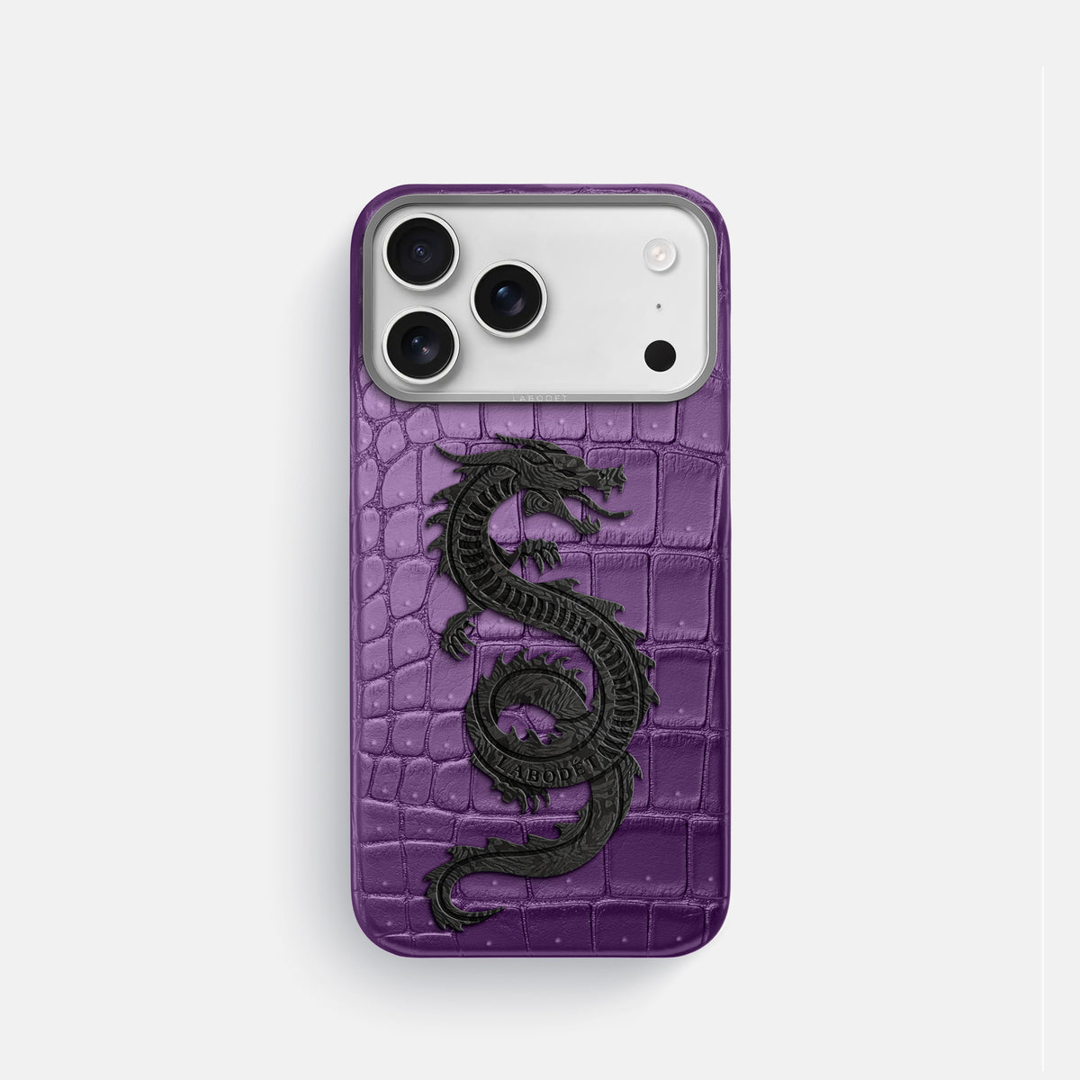 Classic Case With Carbon Dragon For iPhone 17 Pro In Porosus Crocodile -1 | Purple-Steel