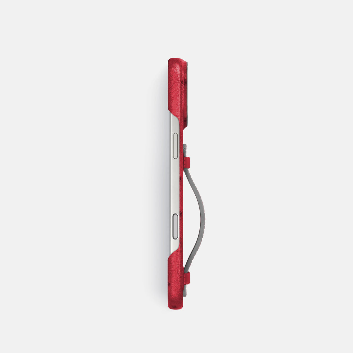 Center Handle Coloré For iPhone 17 Pro In Ostrich -2 | Red-Steel