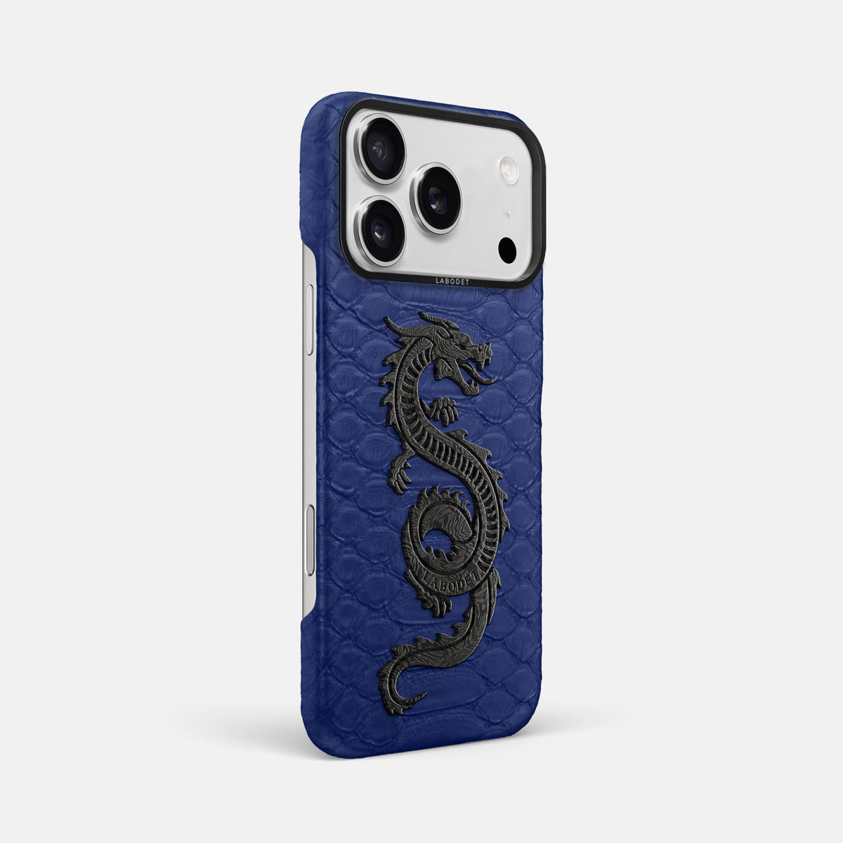 Classic Case With Carbon Dragon For iPhone 18 Pro Max In Python -2 | Royal-Blue-Black