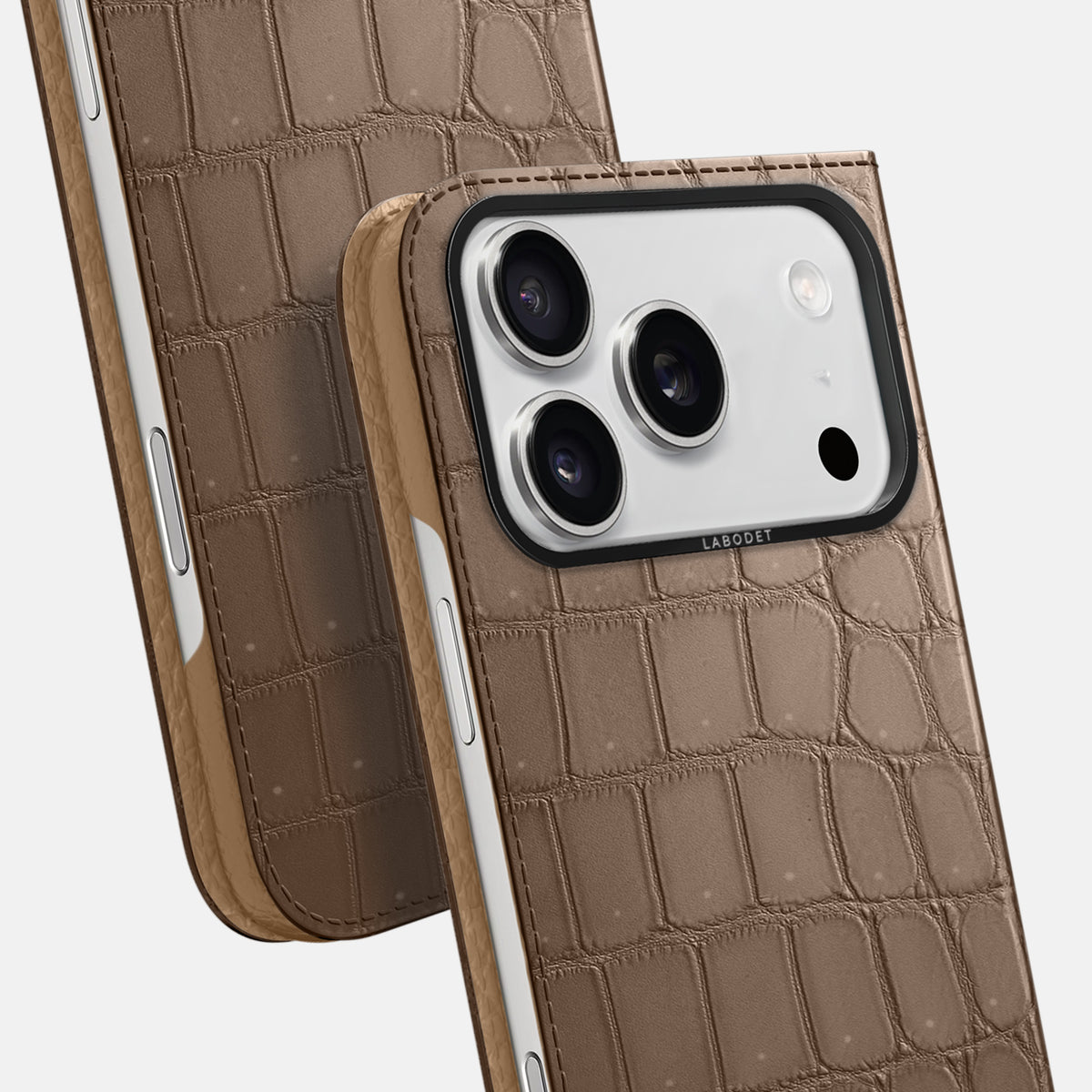 Folio Case For iPhone 17 Pro In Porosus Crocodile -5 | Fur-Brown-Black