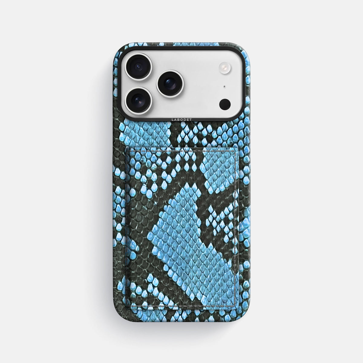Bi-Fold Case For iPhone 18 Pro Max In Deluxe Python -1 | Pacific-Blue-Black