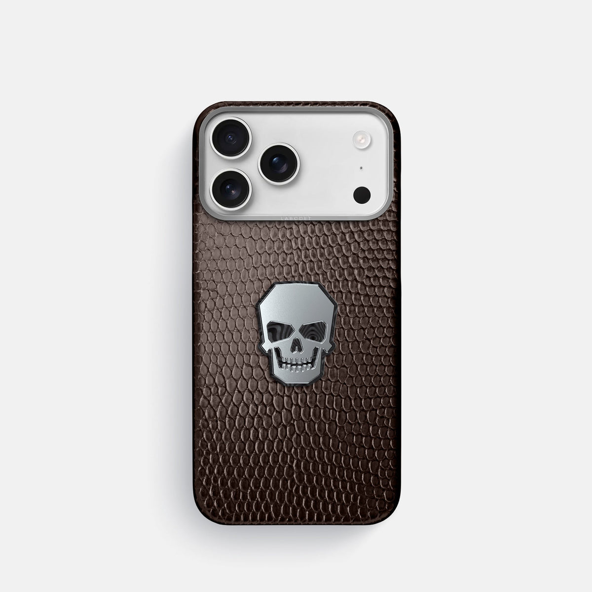 Classic Case With Titanium Skull For iPhone 18 Pro In Lizard -1 | Brown-Steel