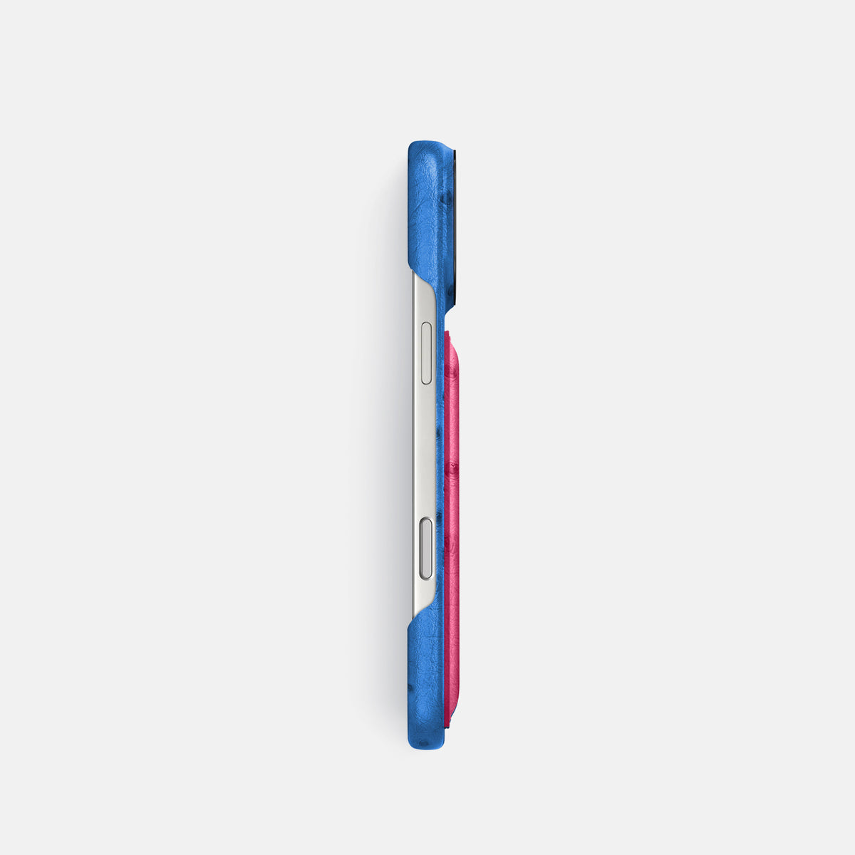 Double Card Case Coloré For iPhone 17 Pro In Ostrich -3 | Royal-Blue-Black
