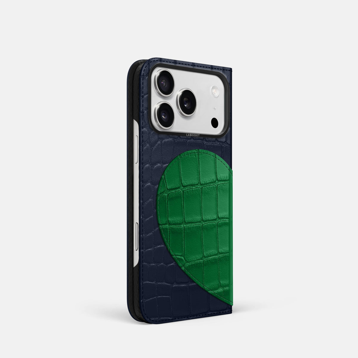 Folio Case With Heart For iPhone 18 Pro In Alligator -1 | Navy-Blue-Black