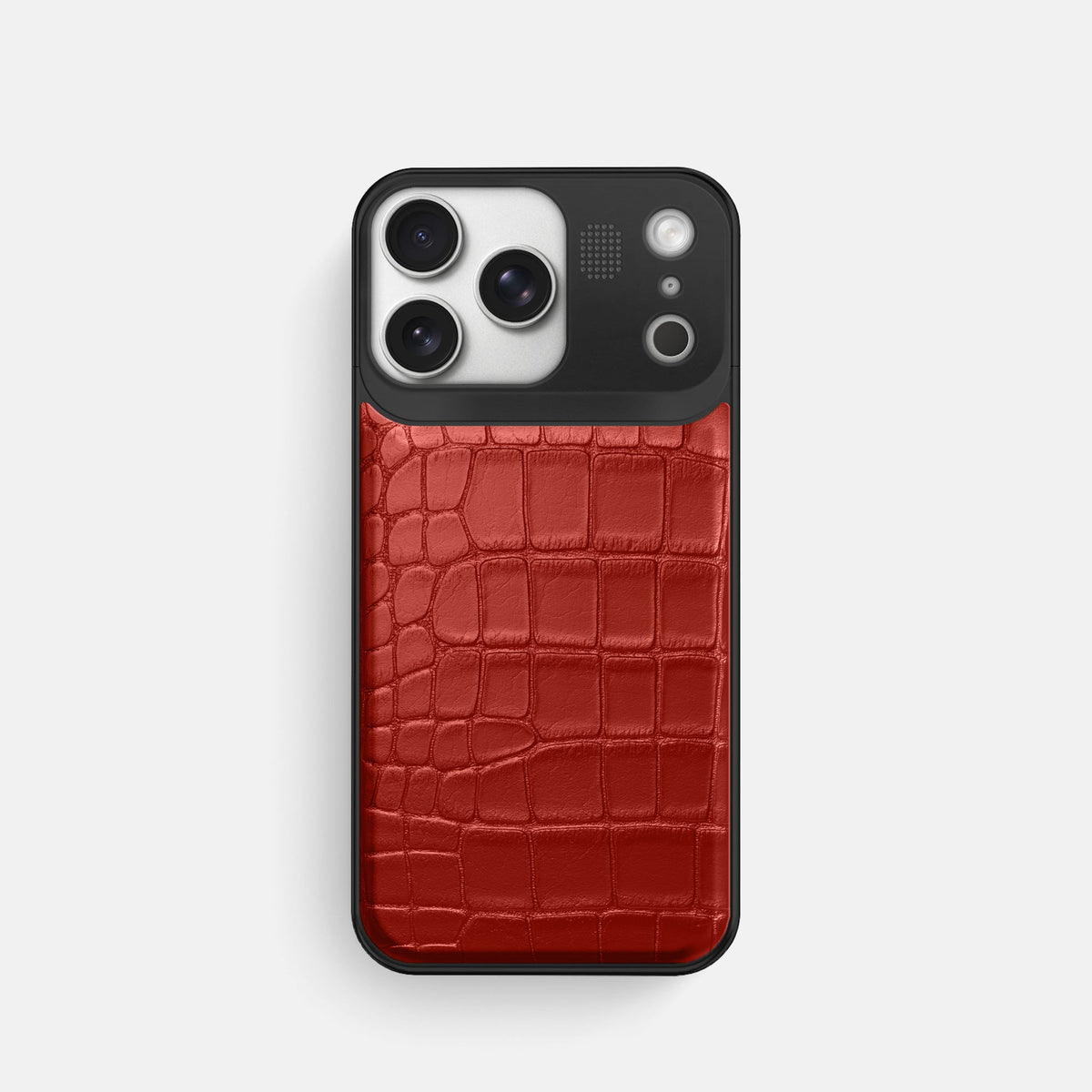 Metal Case For iPhone 18 Pro In Alligator -1 | Red-Black